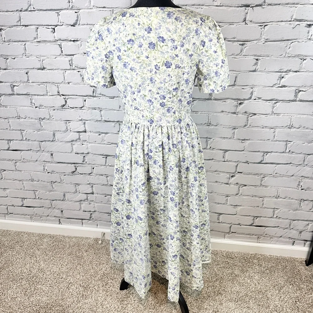 Vintage Laura Ashley Dress Floral Sz 10 Cotton Puff Sleeve Tea Party Cottagecore - Picture 3 of 15